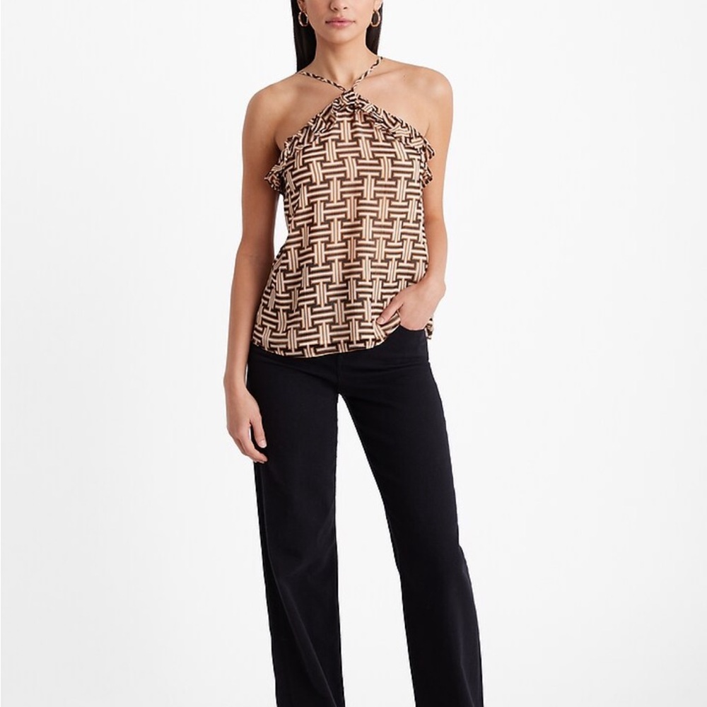Express Printed Ruffle Halter Neck Tank, Small NWT - Picture 4 of 10